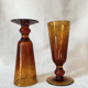 Handblown Glasses, set of 6 Amber Champagne Glasses, designer Iconic Drinkware