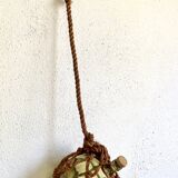 Glass and rope hanging vase