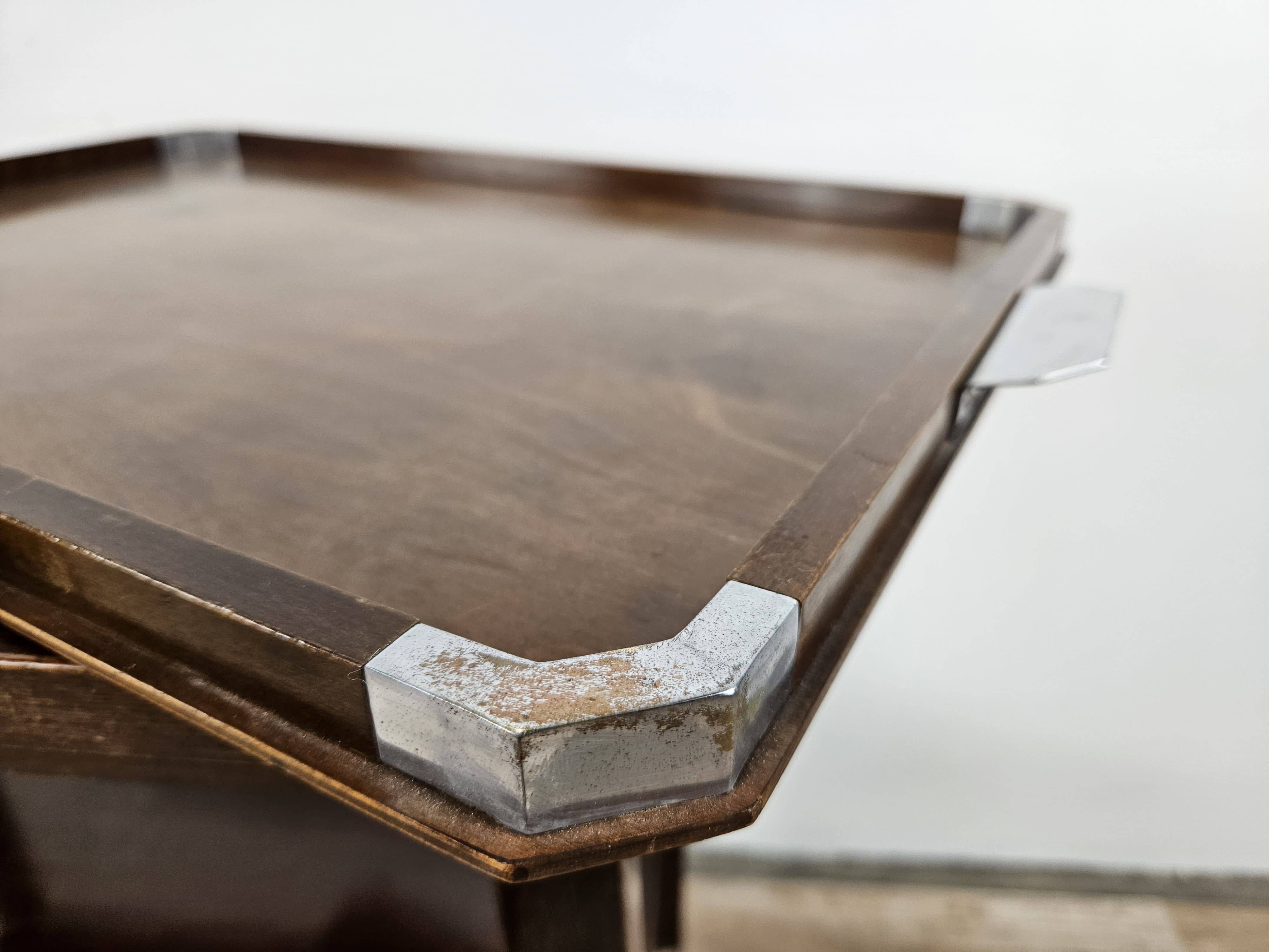 1930s art decò tray by fada in wood and metal