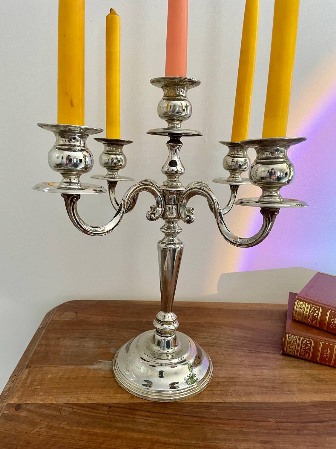 Vintage silver metal candlestick