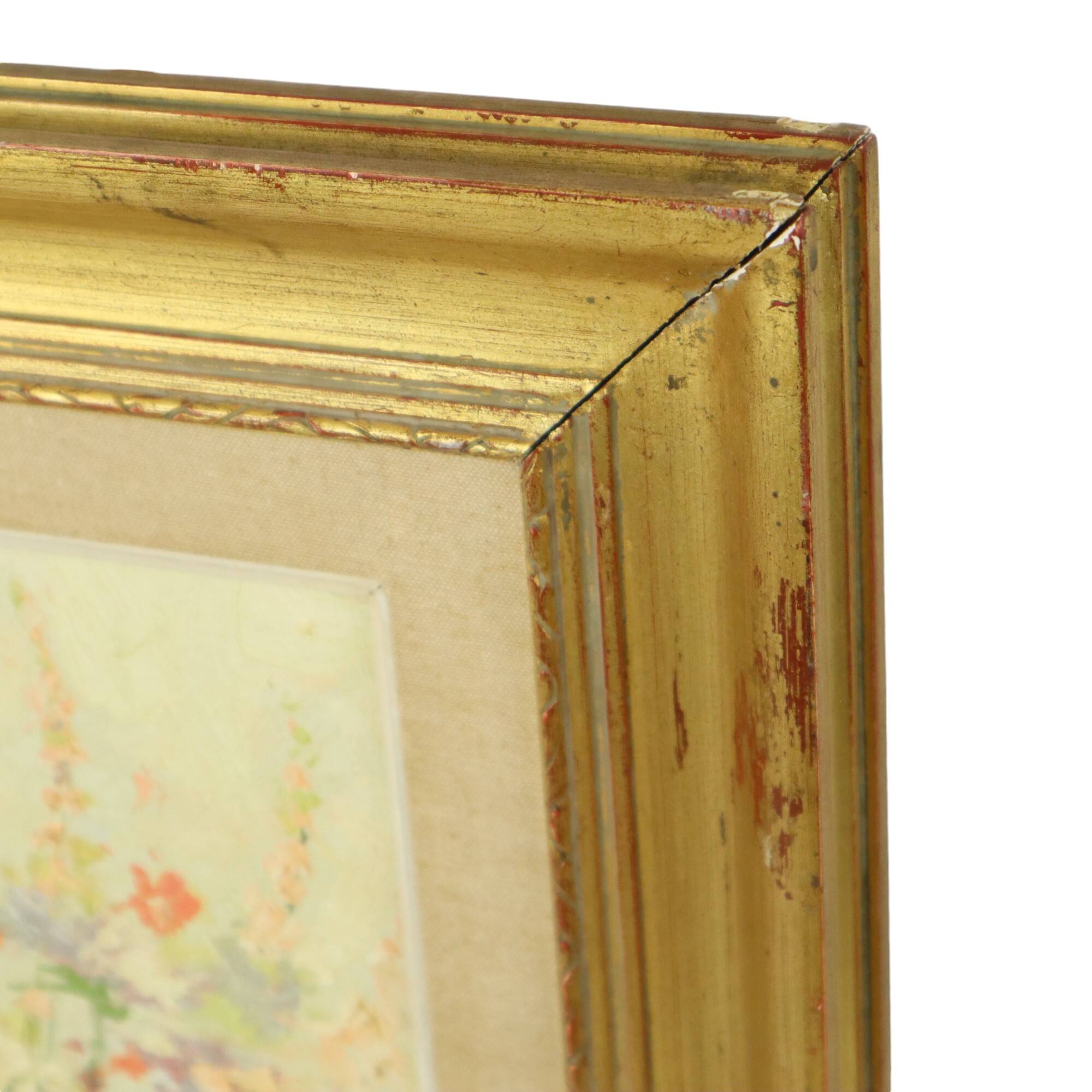 Still Life Flowers Painting Canvas Gold Frame Signed 1970