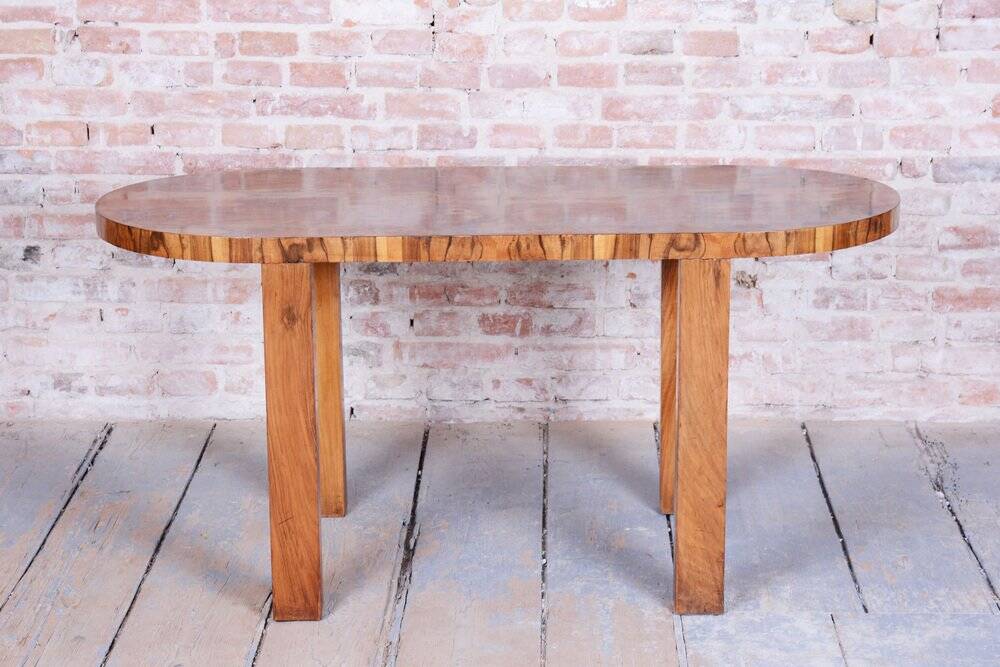 Czech Art Deco Table in Caucasian Walnut, 1930s
