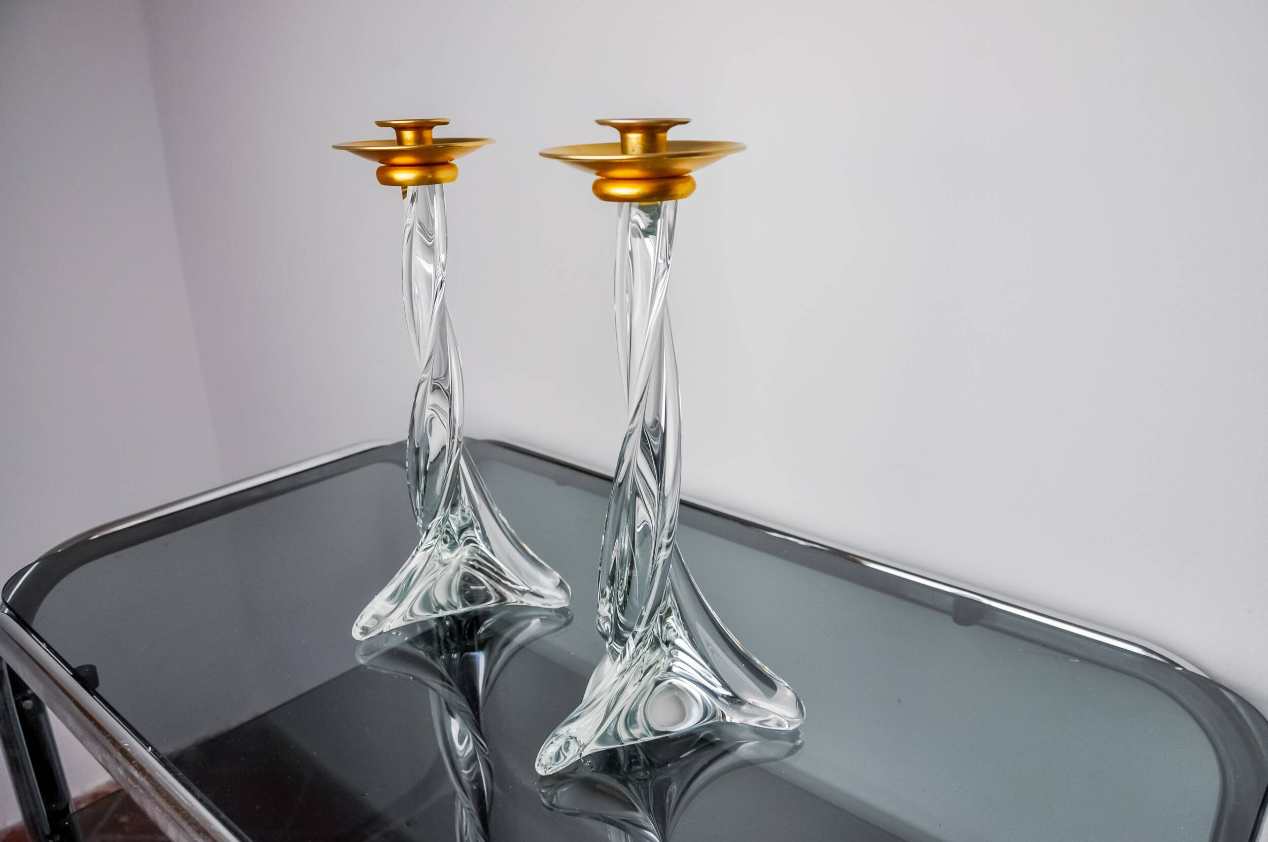 Pair of twisted Murano glass candlesticks, Italy, 1970