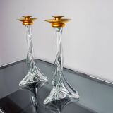 Pair of twisted Murano glass candlesticks, Italy, 1970