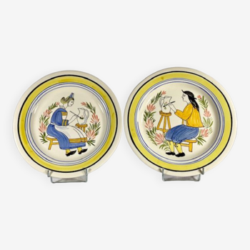 Hand-decorated earthenware plates