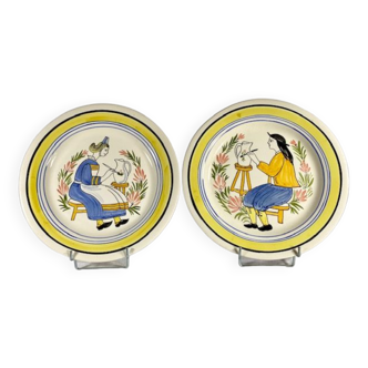 Hand-decorated earthenware plates