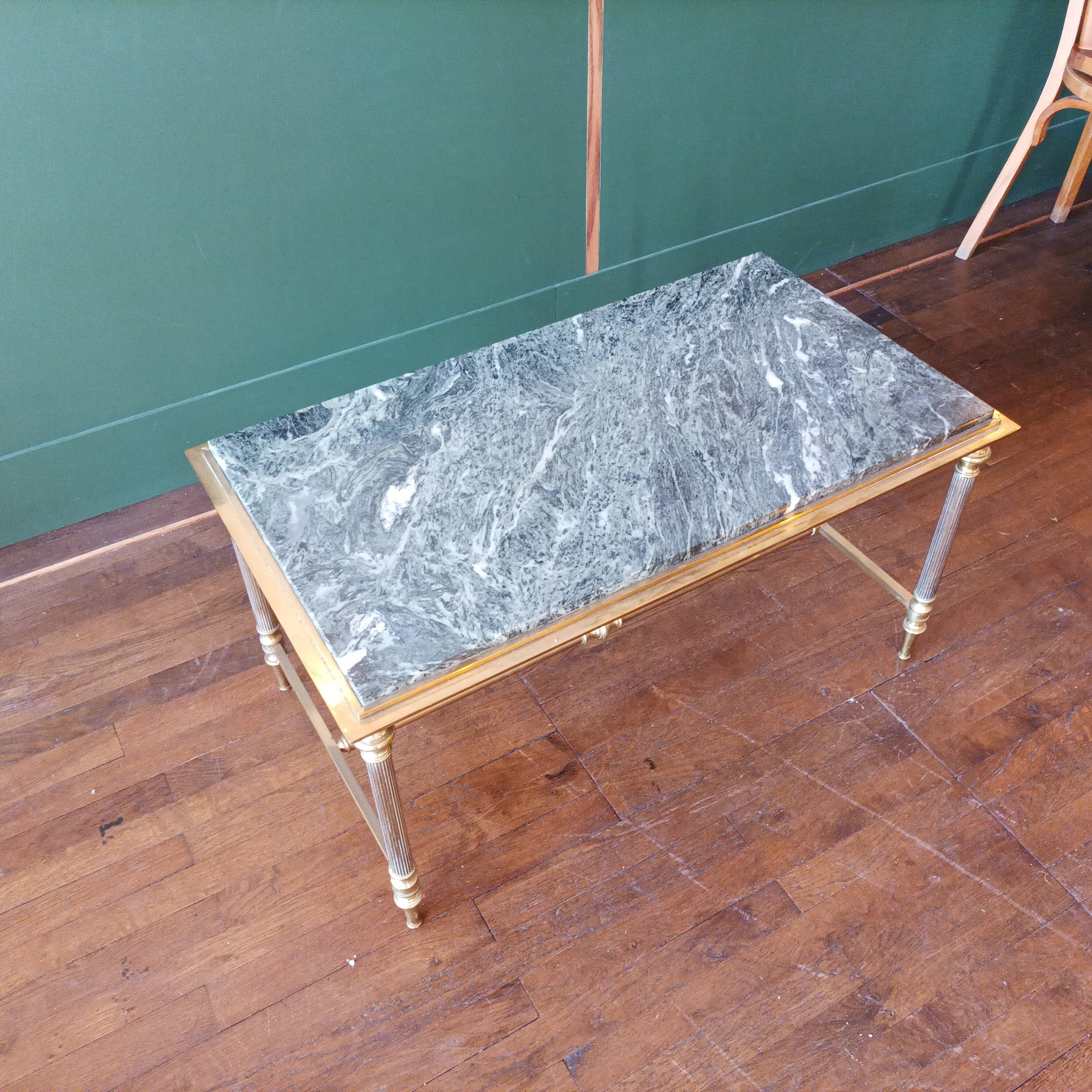Solid brass and green marble coffee table