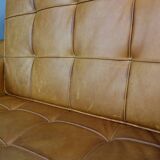 Set of two cognac leather Florence Knoll lounge chairs model 65a