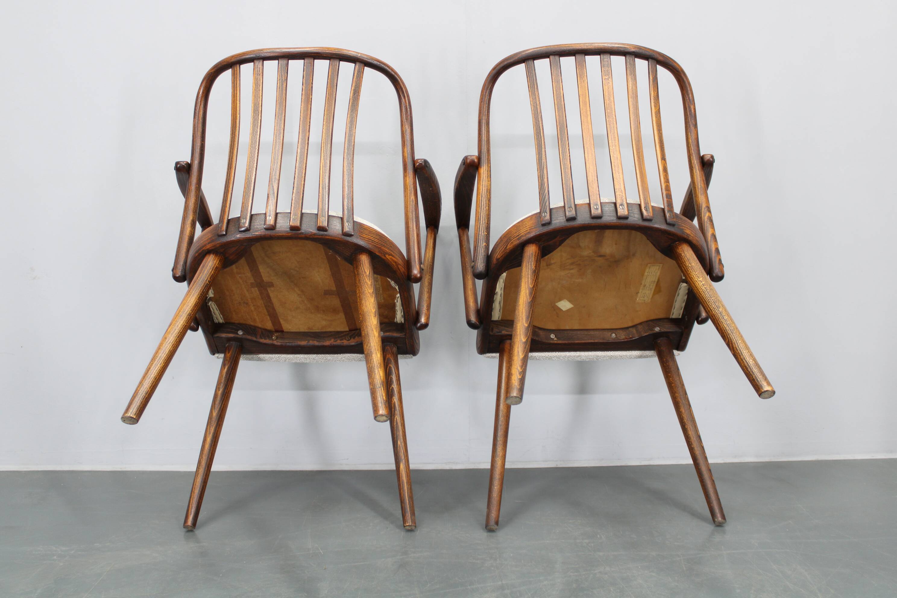1960s Antonin Suman Set of Six Beech Dining Chairs, Restored