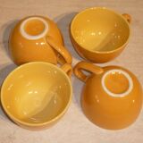 4 tasses céramique jaune et orangé