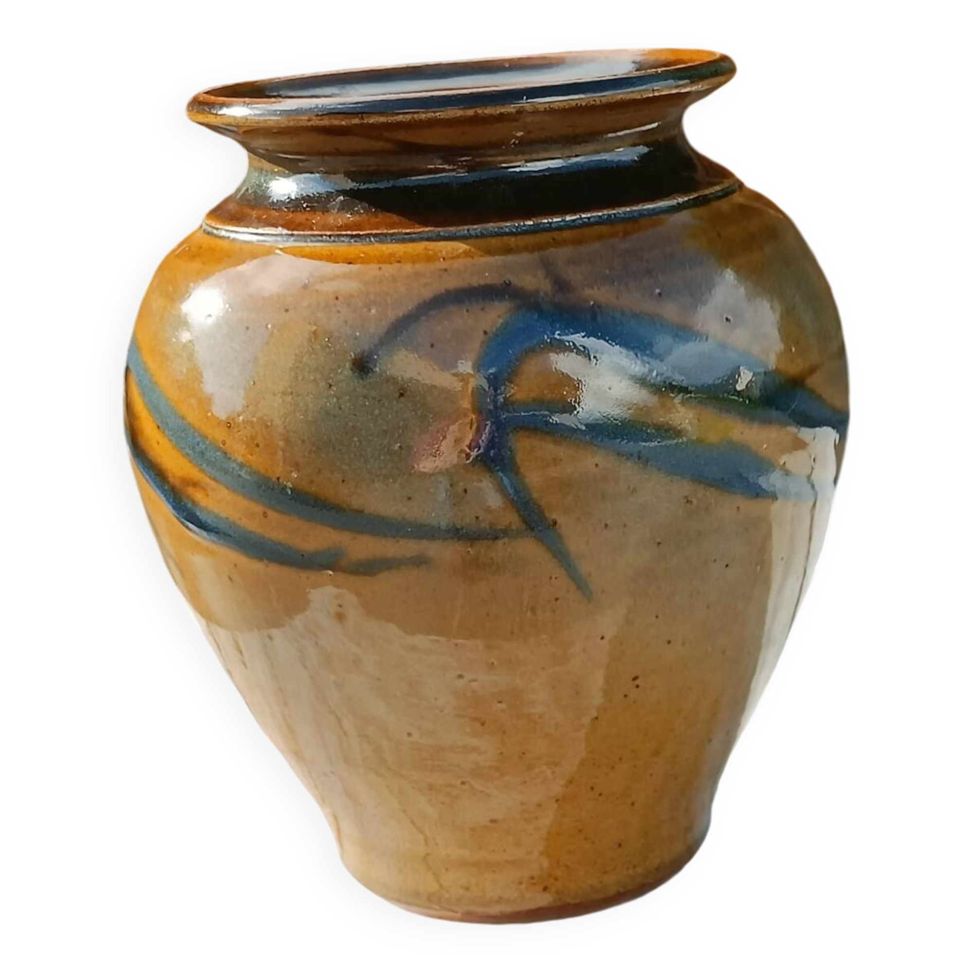 Flamed enamelled stoneware vase