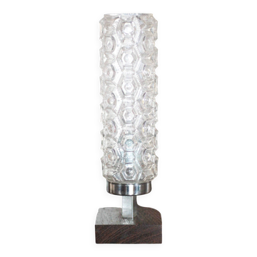 Lampe de table vintage , lampe a poser bois et globe verre, lampe d'appoint