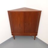 Vintage Scandinavian teak storage corner cabinet from the 60s