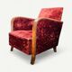 Paire de fauteuils club art déco velours frappé rouge bordeaux 1930