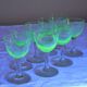 Set of 8 Val Saint Lambert Uranium Glass Aperitif Glasses