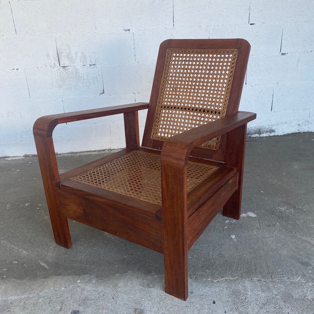 RARE MAHOGANY ARMCHAIR AND CANNAGE - FRANCE 40S