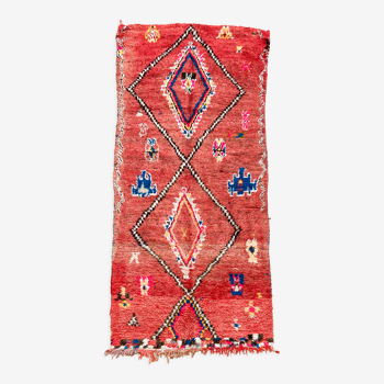 Moroccan Berber rug Boujaad Vintage red with colorful patterns 337x1,47cm