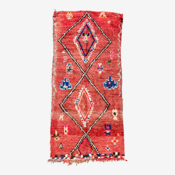 Tapis berbère marocain Boujaad Vintage rouge à motifs colorés 337x1,47cm