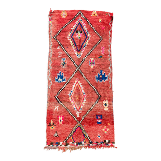 Tapis berbère marocain Boujaad Vintage rouge à motifs colorés 337x1,47cm