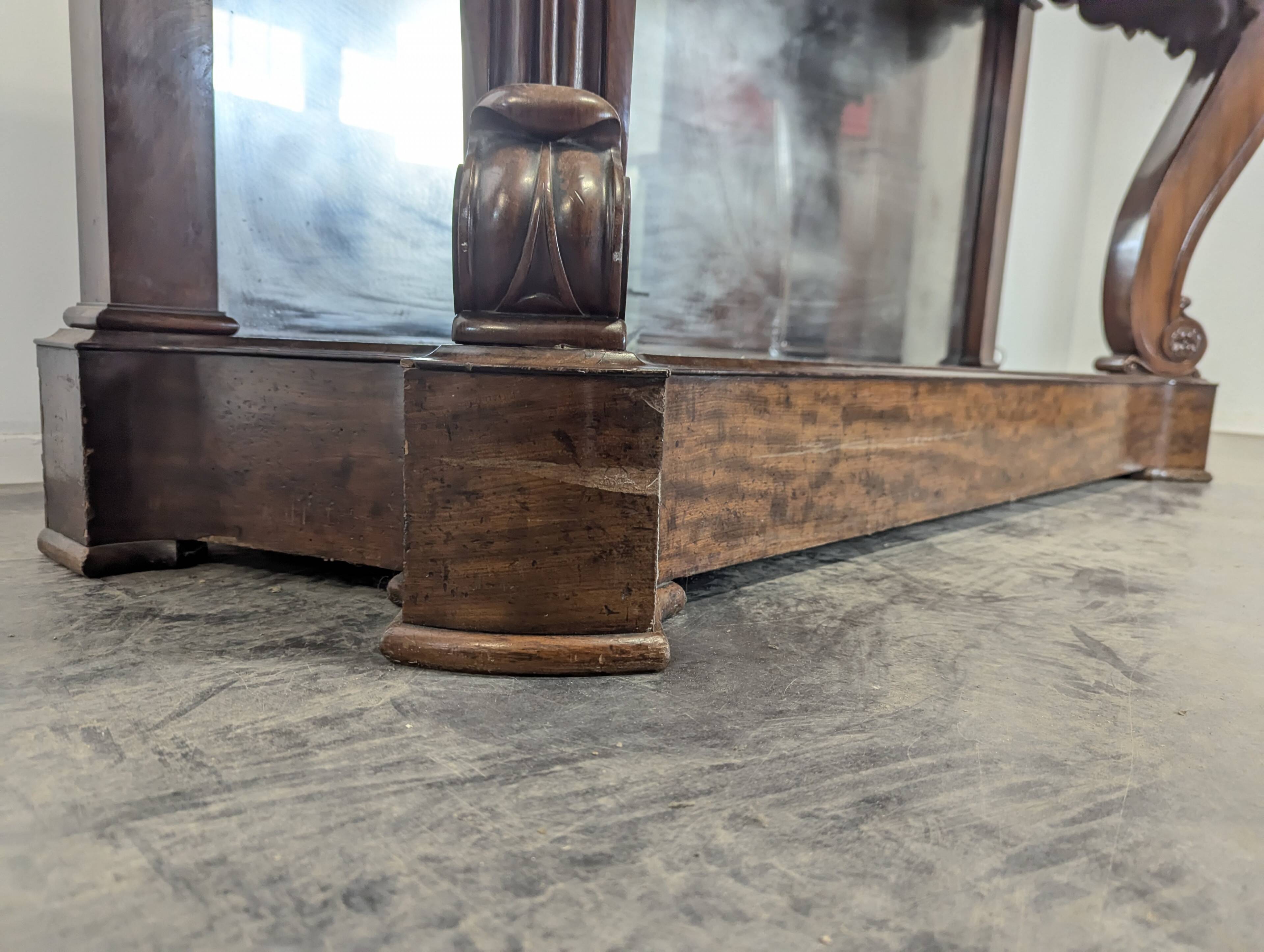 Restoration period console with mirror base, stamped Gomien