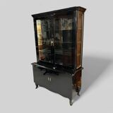 1950s black lacquered two-body display cabinet - bookcase