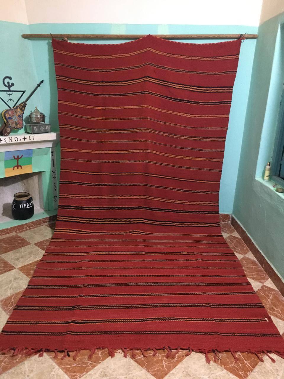Vintage Berber red rug 370cm×187cm