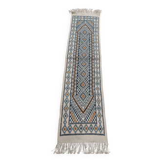 Tapis de couloir tissé main en laine naturelle