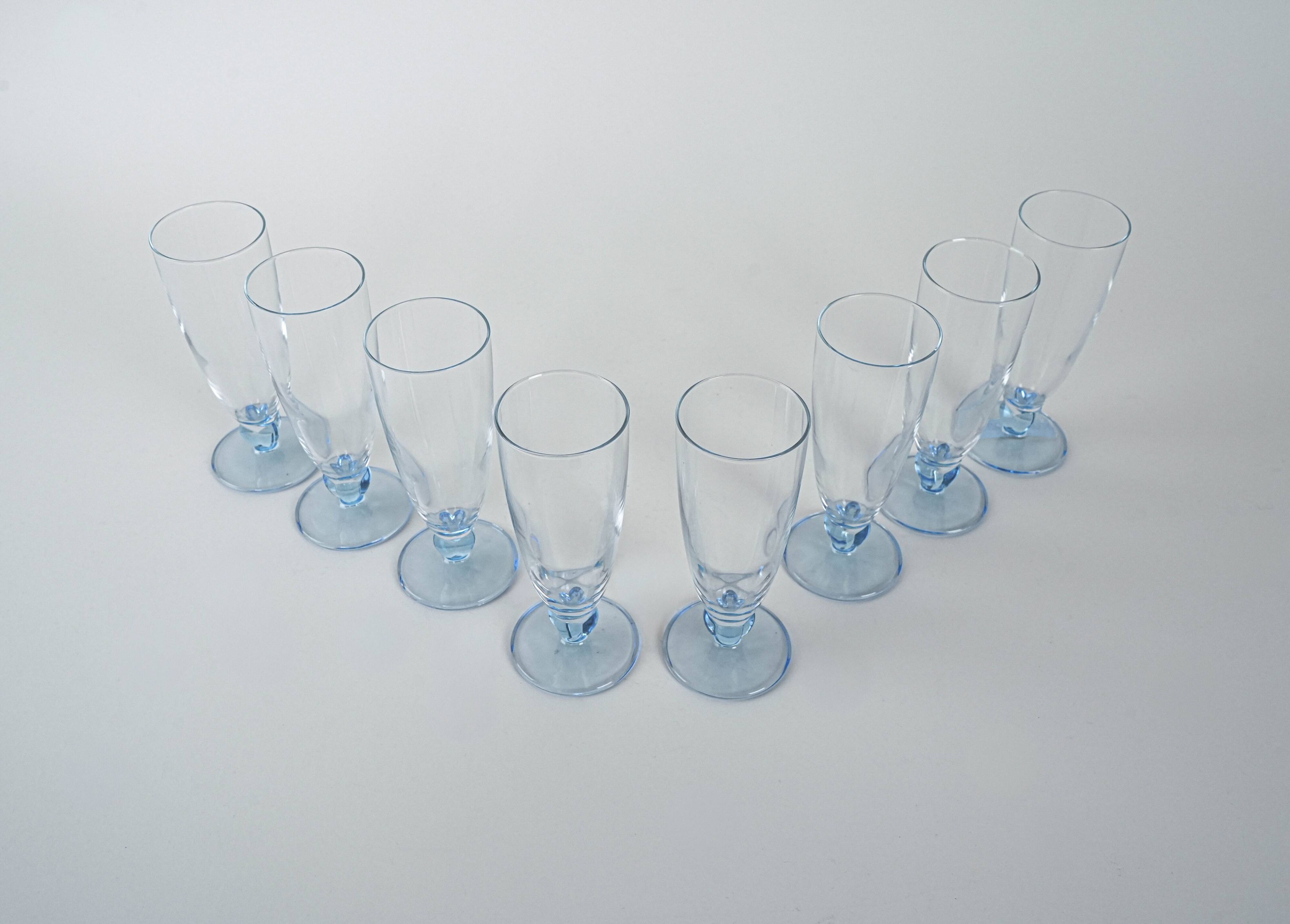 Set of champagne glasses, Italian design, 1980s, production: Italy