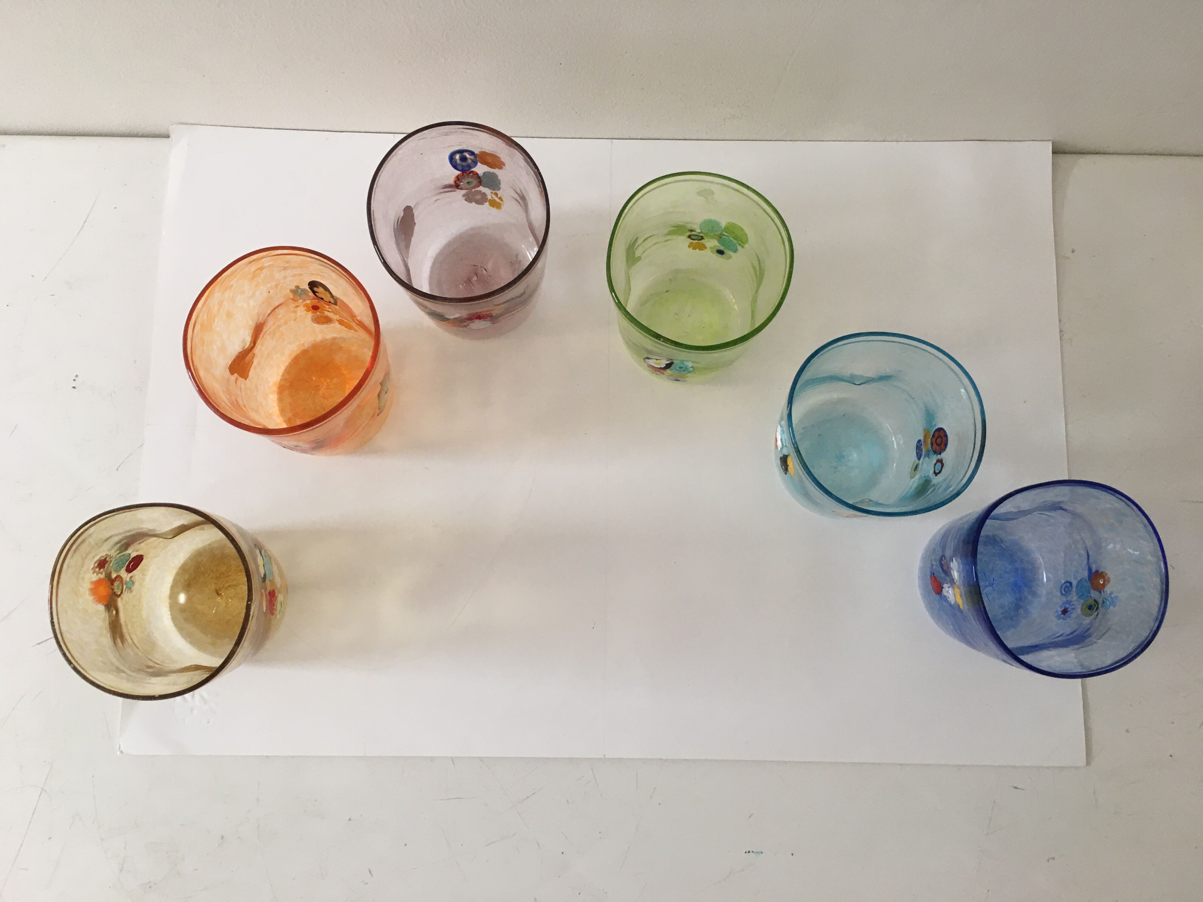 Service of 6 Murano glasses water "goto" "murrisa" in Murano glass unique piece