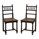 Pair of wooden caned chairs