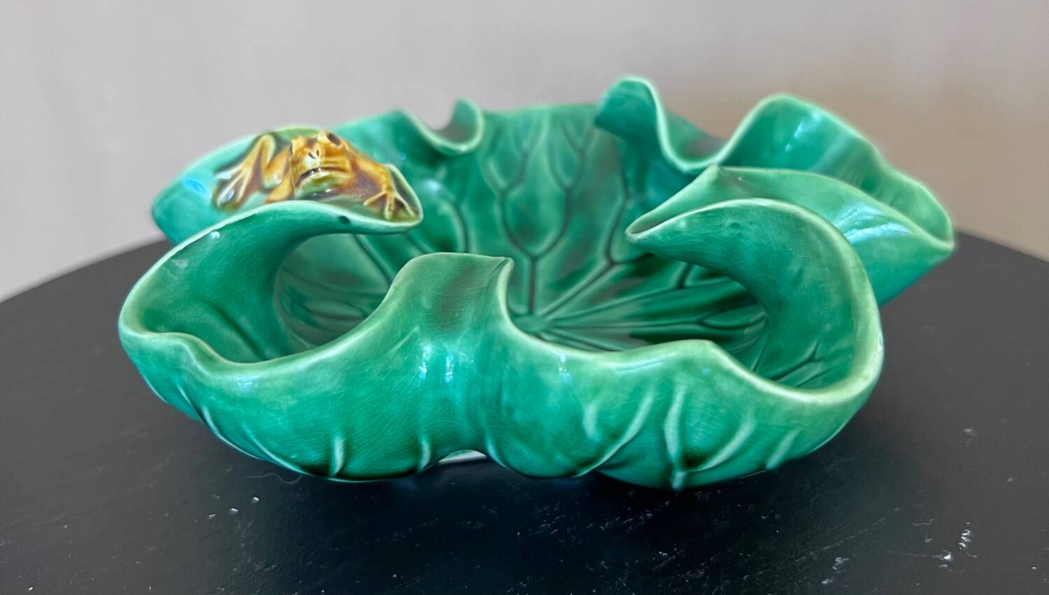 Vide-poche vintage faïence – nénuphar & grenouille – années 50