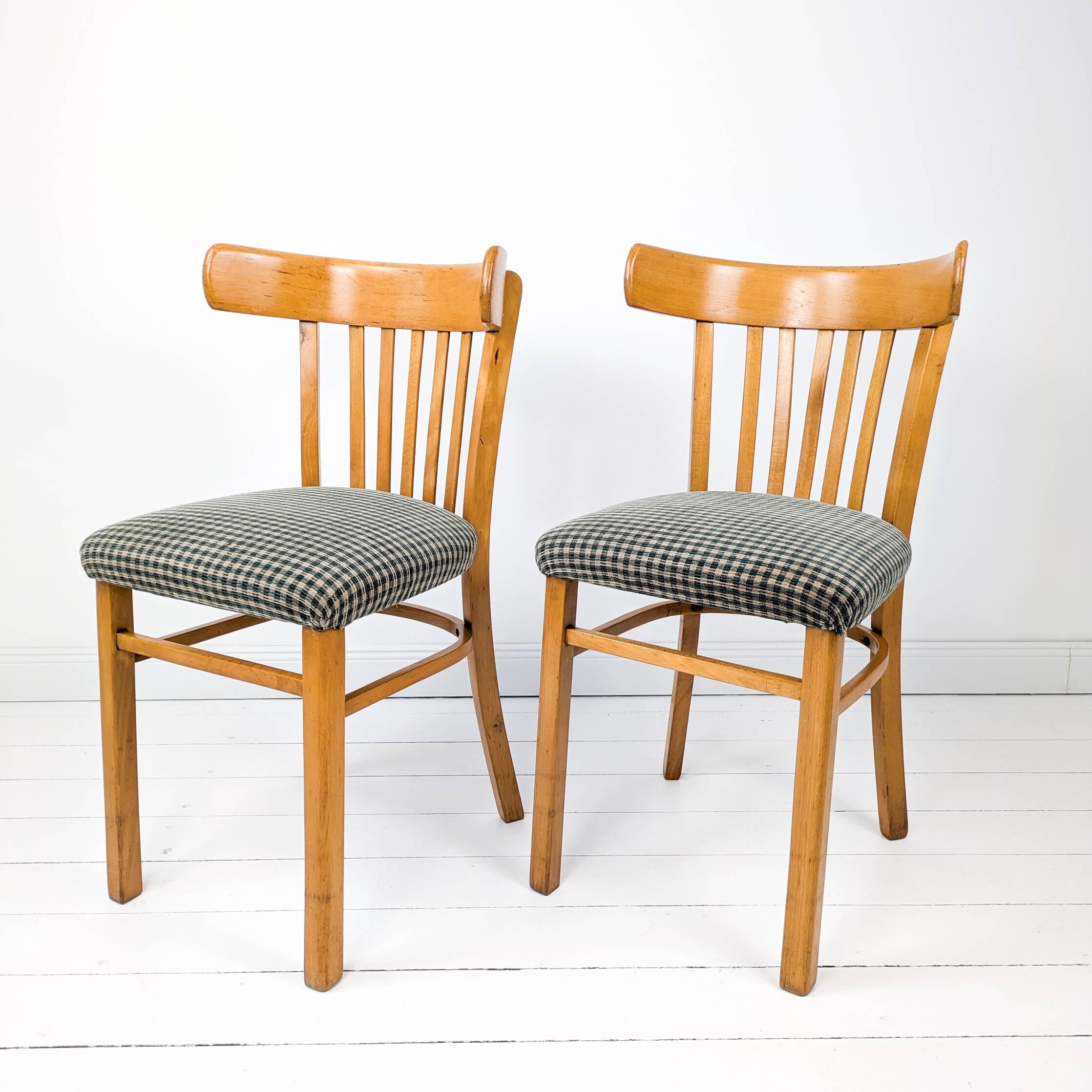 2pcs Chaise de café Bistro chaise Mid Century Vintage rembourrage carreaux
