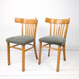 2pcs Chaise de café Bistro chaise Mid Century Vintage rembourrage carreaux