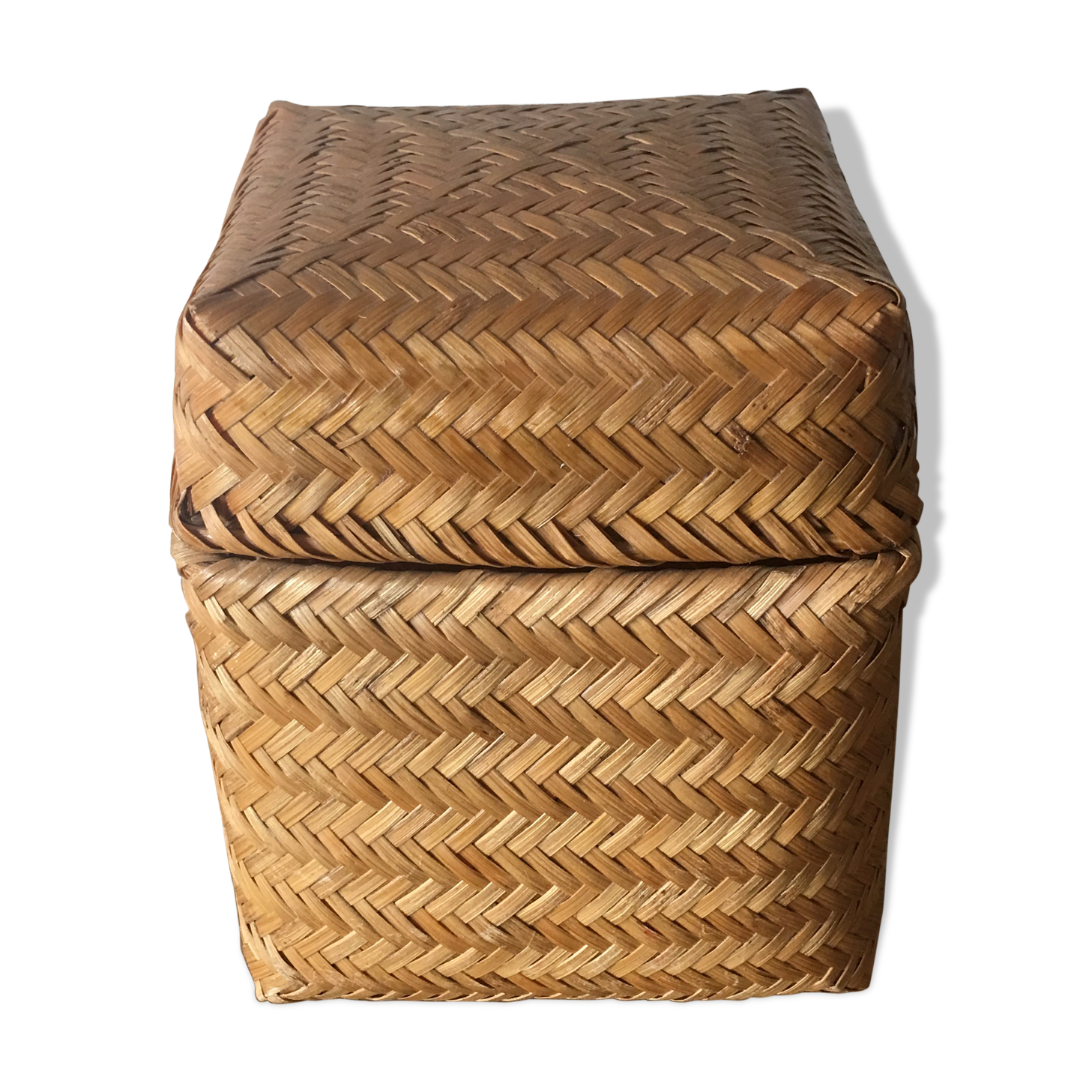 Square vintage wicker box