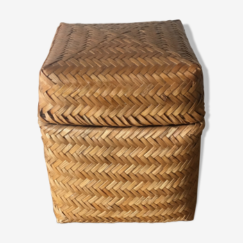 Square vintage wicker box