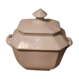 Old sugar bowl in white porcelain