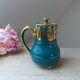 Old and rare green Sadler ceramic coffee maker with gold patterns, Vintage 1950 English coffee maker