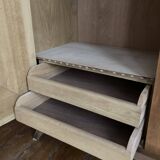 Rattan cabinet and vintage light oak