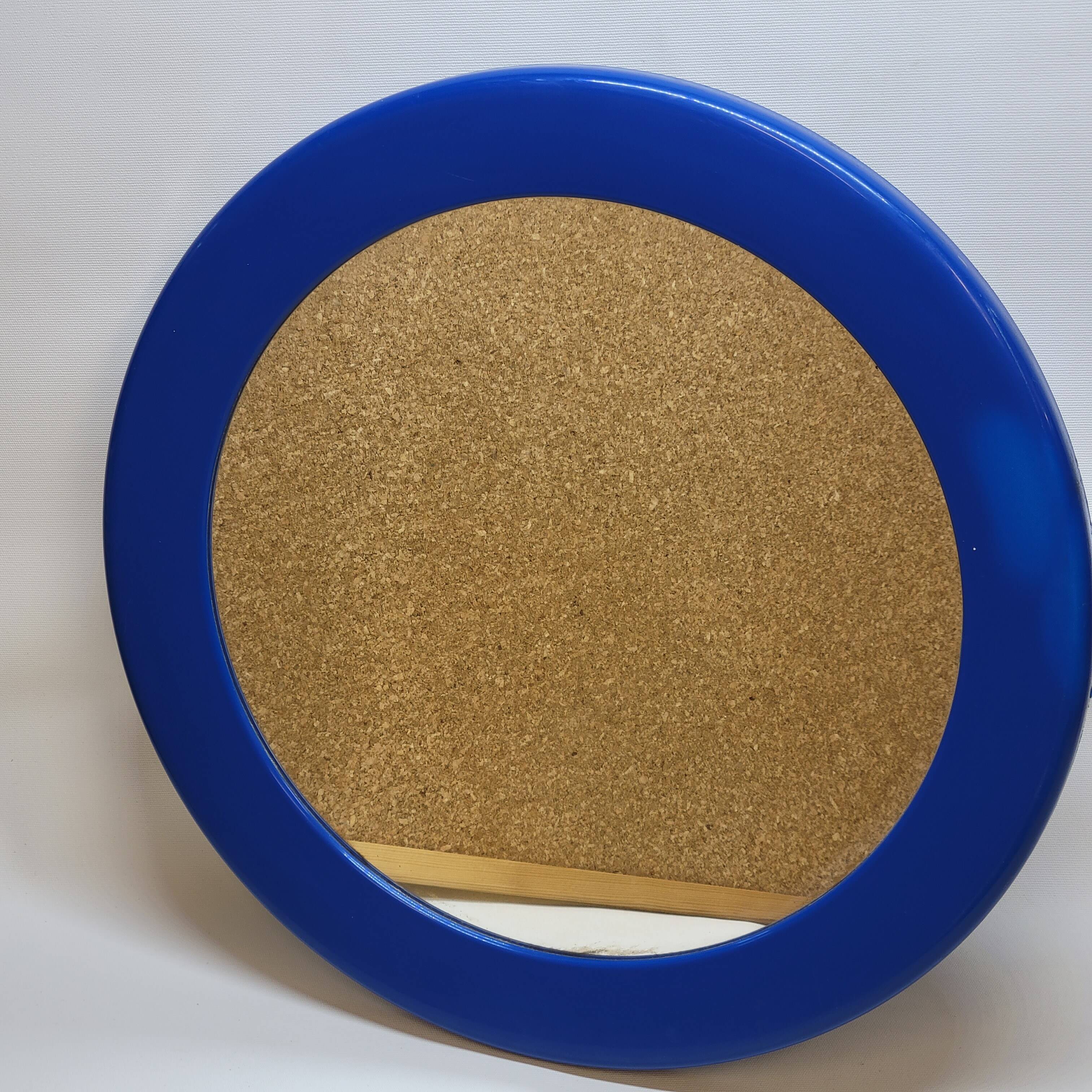 Round wall mirror syla blue frame in vintage plastic