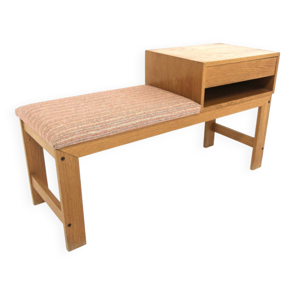 Banc-téléphone scandinave en chêne, Suède, 1960