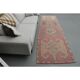 1970s Vintage Turkish Handmade Wool & Cotton Pink Runner Rug 100x339