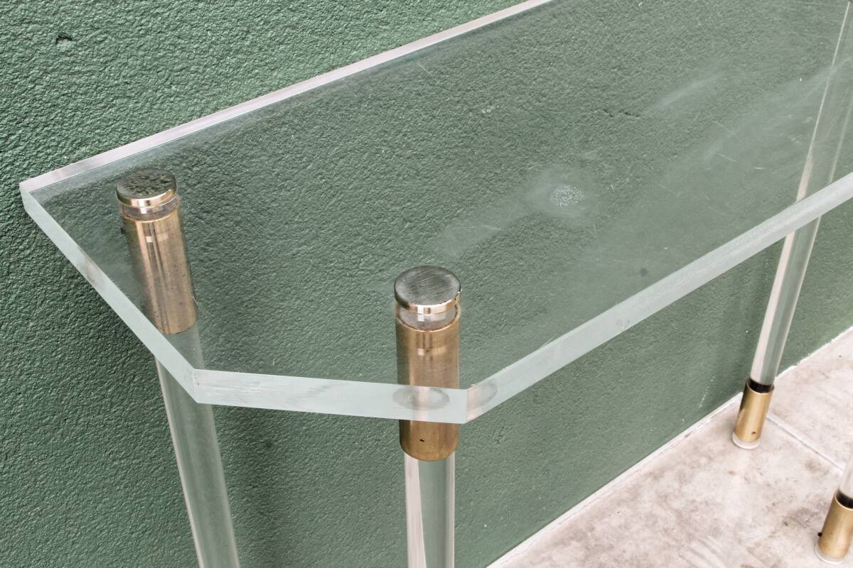 Console, altuglass, 1970s, in the style of Charles Hollis Jones.