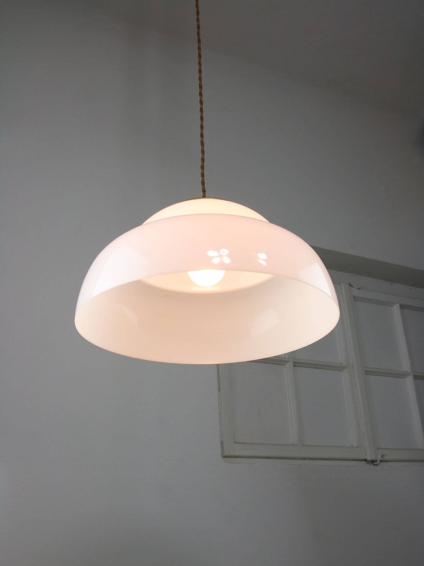 Mid-century Italian Brass and Plexiglass Pendant Lamp