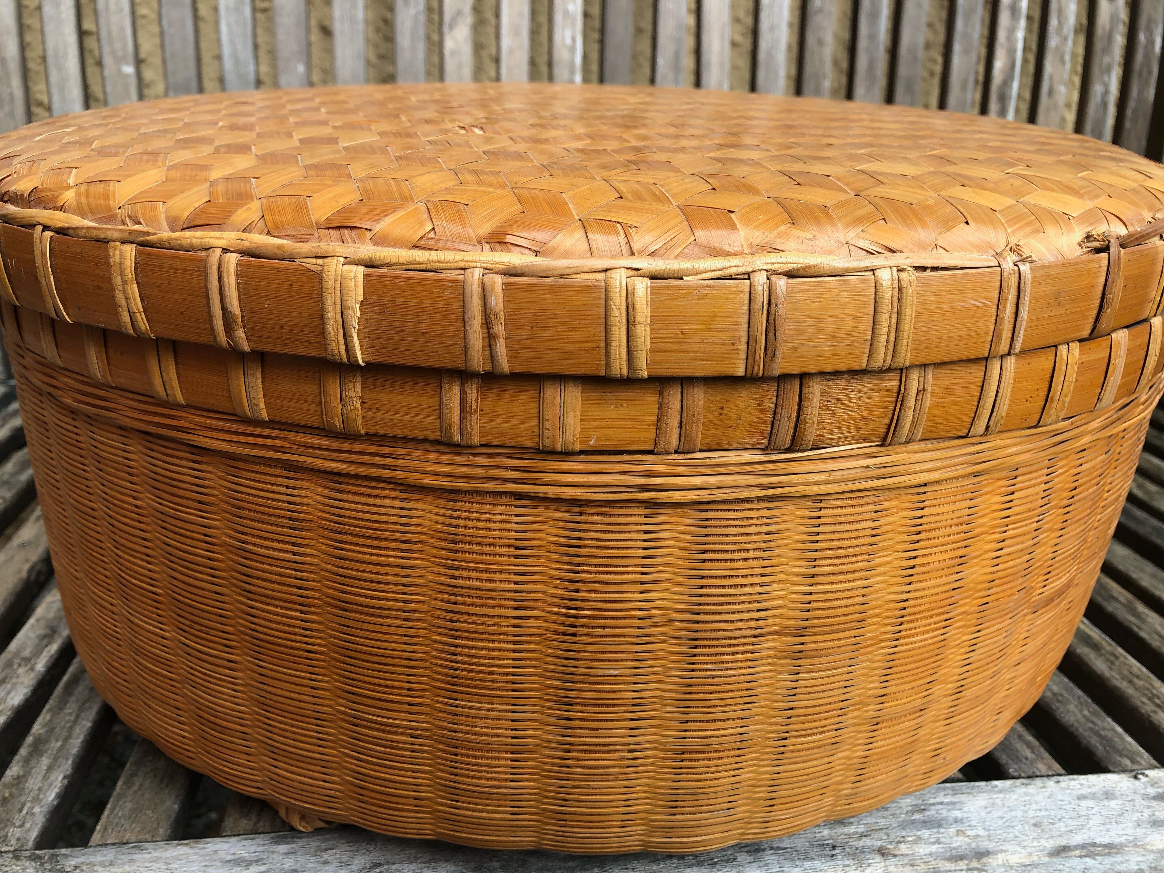 Handmade rattan and bamboo basket