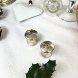 Duo salière et poivrier en forme de champignon en métal argenté