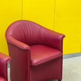 Fauteuil à roulettes en cuir rouge, maison de sede. (prix pour un)