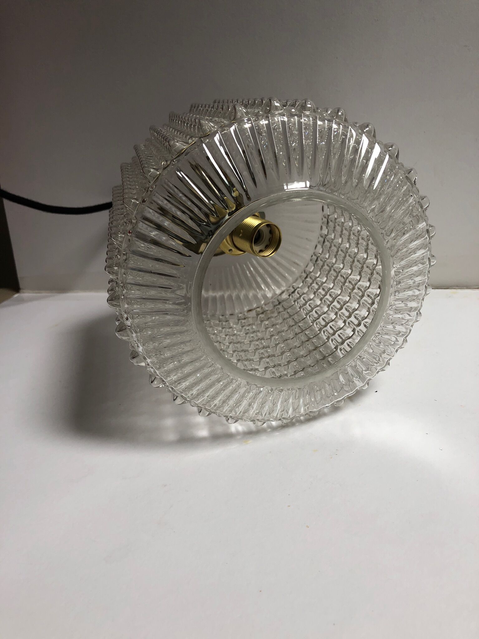 Glass and brass hanging lamp