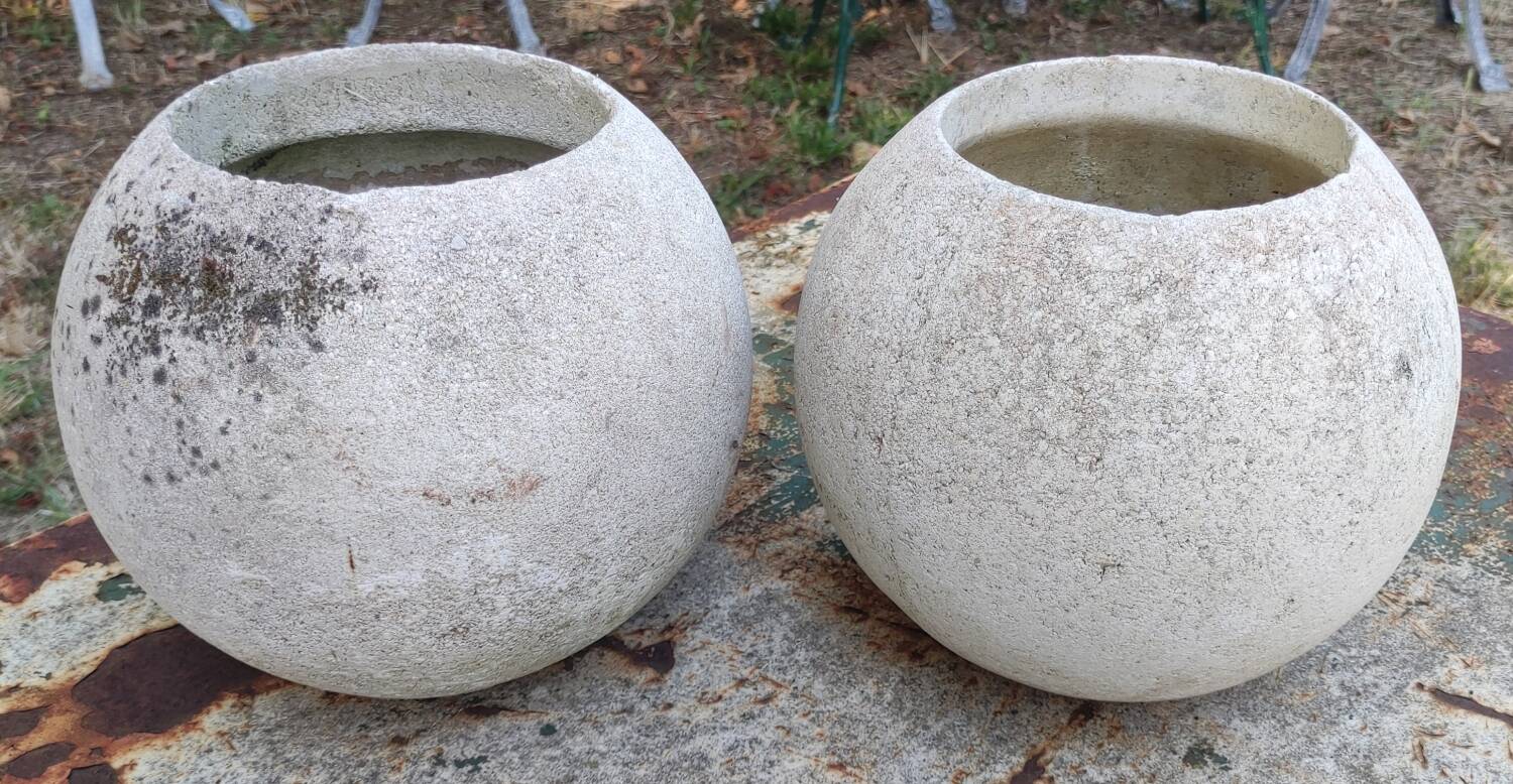 Pair of vintage sphere ball planters
