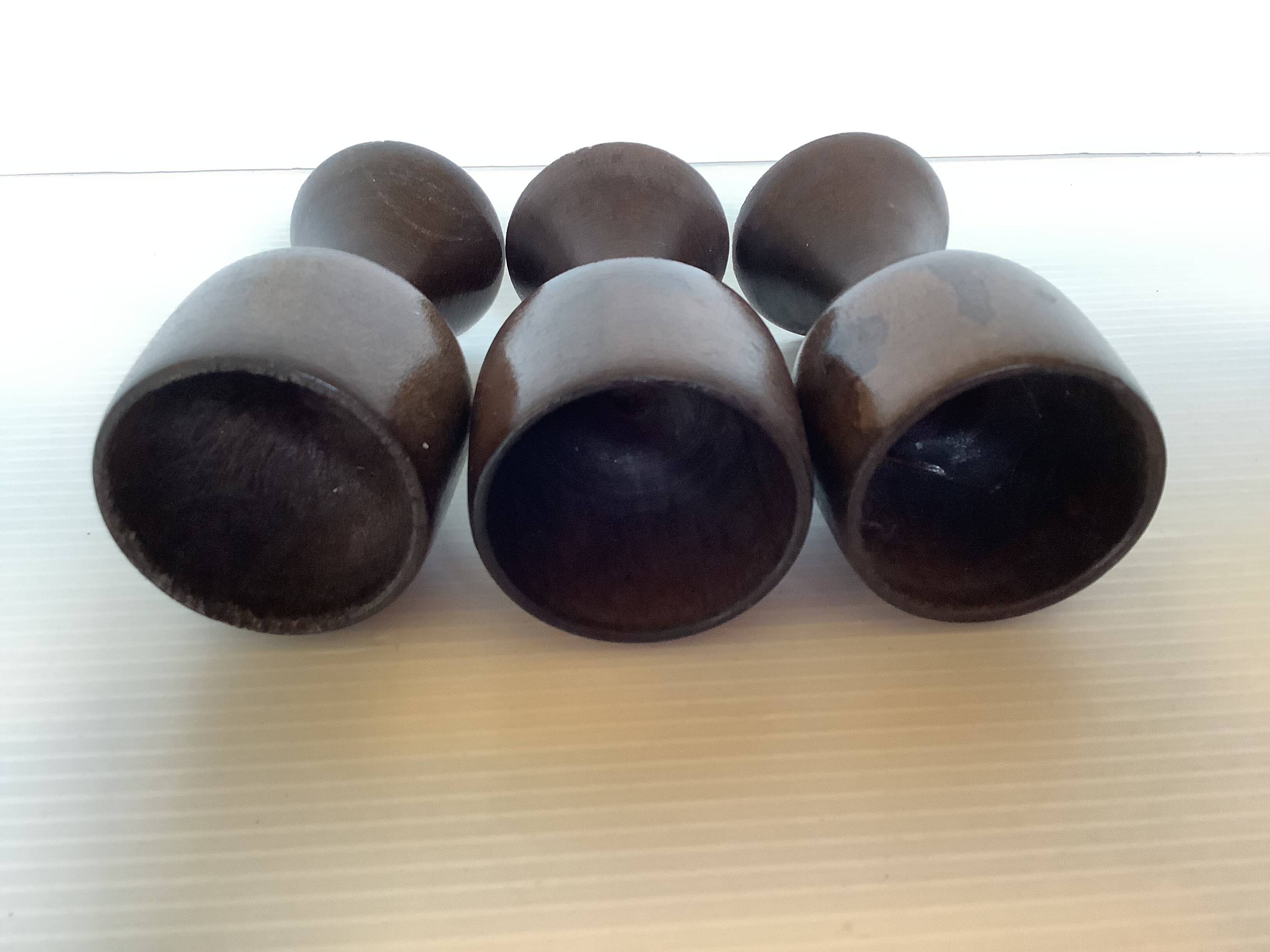 Trio of wooden egg cups