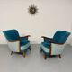Lot of 2 sculptural Danish design armchairs from the 1940s, vintage.